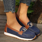 Women's Slip-On Loafers with Padded Footbed - Navy