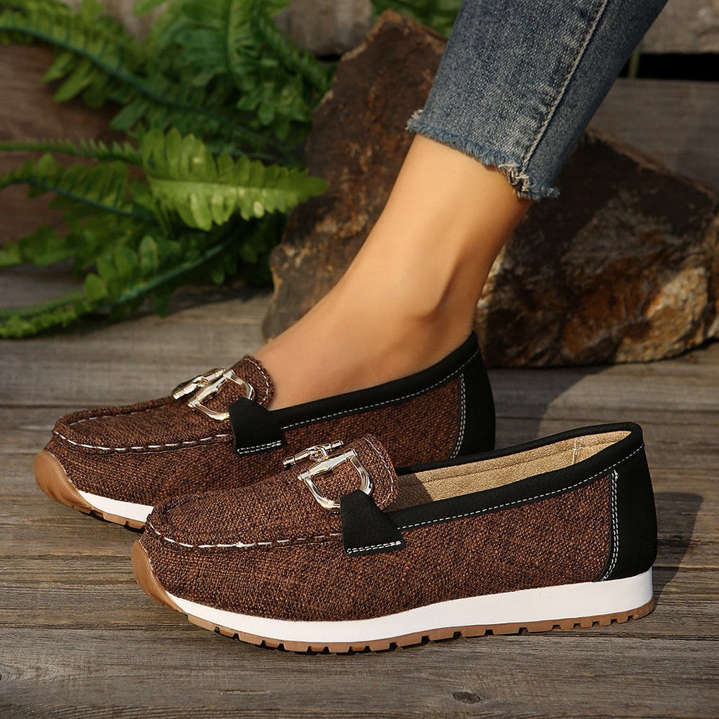 Women's Slip-On Loafers with Padded Footbed - Brown