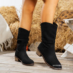 Women's Slouch Knee-High Boots with Block Heel - 5