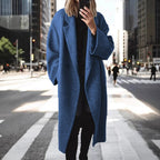 Women's Oversized Longline Coat Double-Breasted - Teal