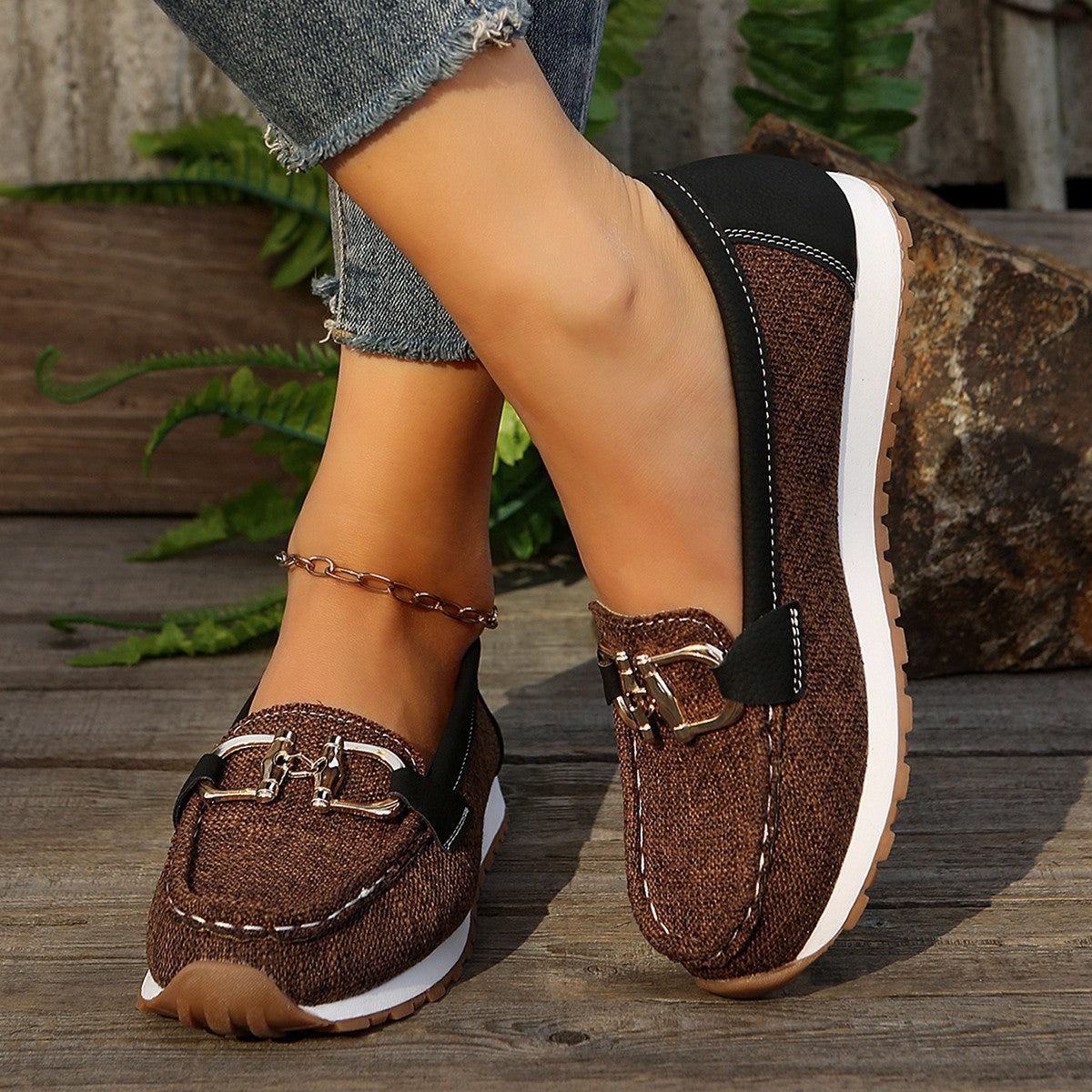 Women's Slip-On Loafers with Padded Footbed - 7