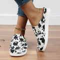 Women's Leopard Print Canvas Slip-On Mules with Cushioned Footbed - Cow Print