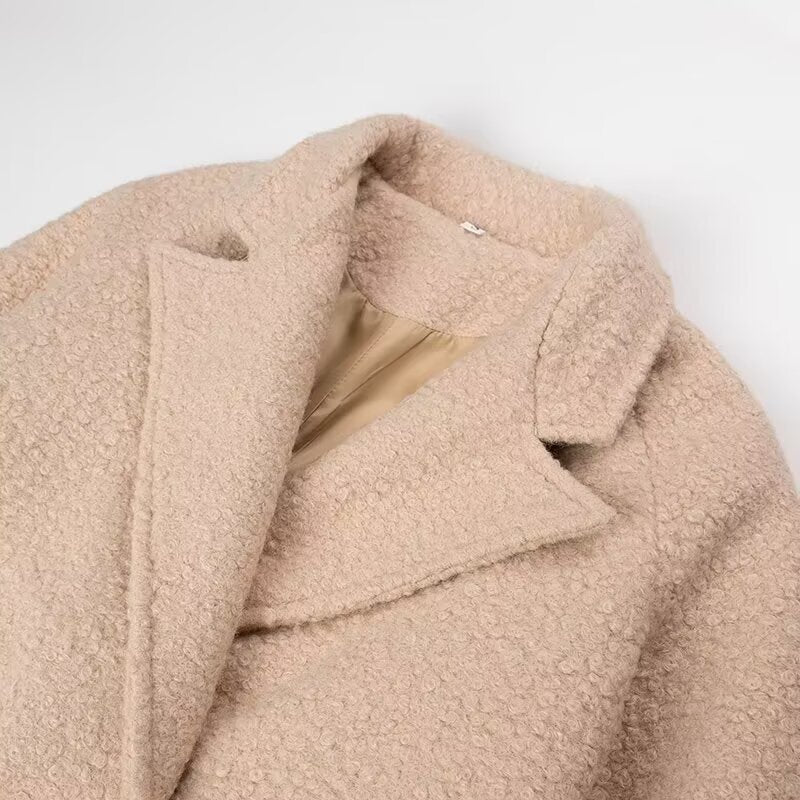 Women's Belted Teddy Coat with Notched Collar - 4