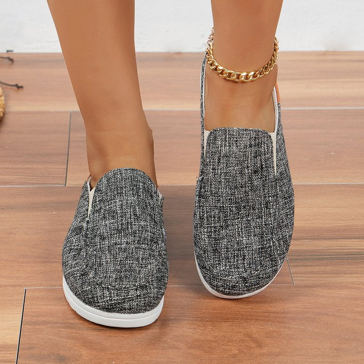 Women's Leopard Print Canvas Slip-On Mules with Cushioned Footbed - 5