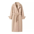 Women's Belted Teddy Coat with Notched Collar - As Pictured