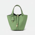 Women's Structured Bucket Bag with Twist-Lock Clasp - 5