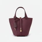 Women's Structured Bucket Bag with Twist-Lock Clasp