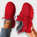 Women's Lace-Up Winter Trainers with Faux Fur Lining - Red