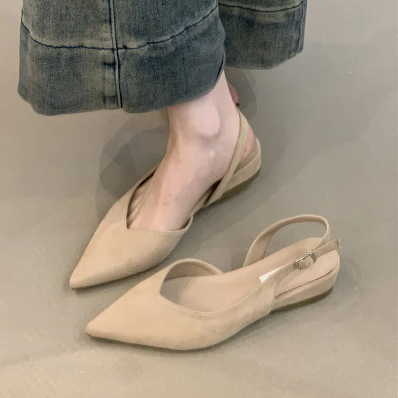 Women's Pointed Slingback Flats V-Cut Adjustable Strap - 4