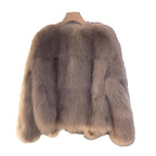 Women's Faux Fur Jacket with Buckle Detail Open Front - 7