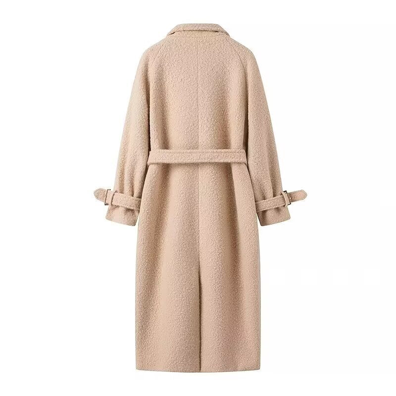 Women's Belted Teddy Coat with Notched Collar - 3