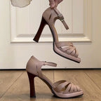 Women's Strappy Platform Sandals with Block Heel - 5
