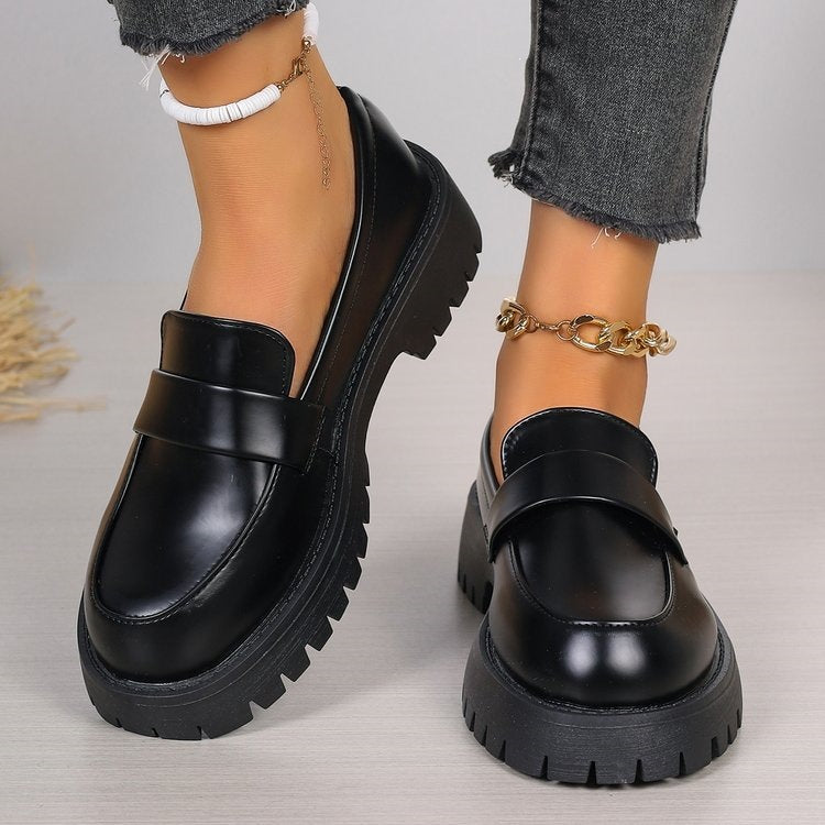 Women's Platform Loafers with Chunky Lug Sole - 2