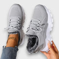 Women's Lace-Up Winter Trainers with Faux Fur Lining - Grey