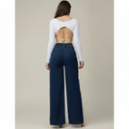 Women's Wide Leg Jeans High Rise with Full Length Silhouette - 6