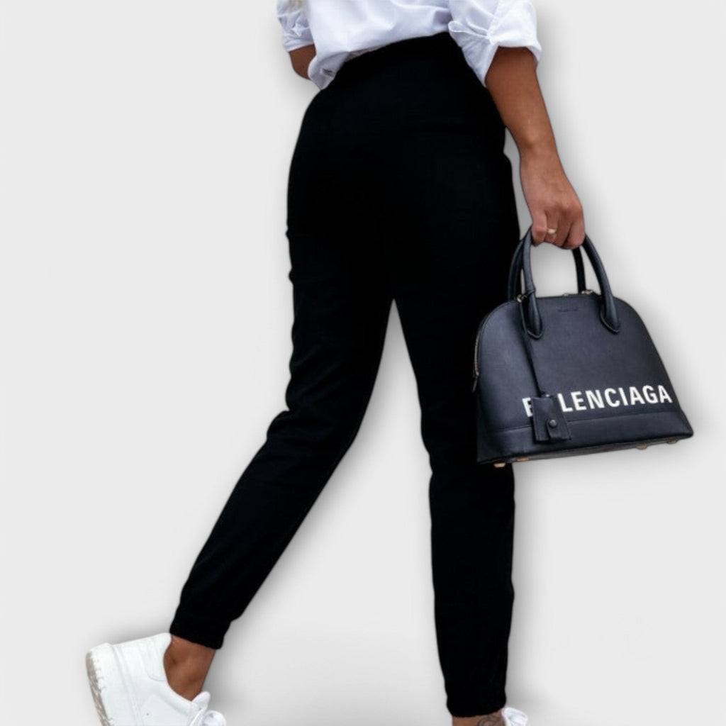 Women's Stretch Trousers with High Elastic Waistband and Ankle Length - 6