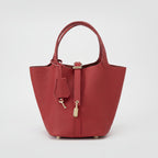 Women's Structured Bucket Bag with Twist-Lock Clasp - 14