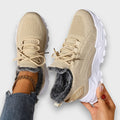 Women's Lace-Up Winter Trainers with Faux Fur Lining - Beige