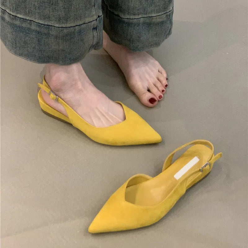 Women's Pointed Slingback Flats V-Cut Adjustable Strap - 5