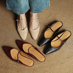 Women's Pointed Toe Mule Sandals with Ankle Strap - 8