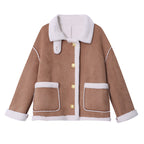 Women's Oversized Shearling Jacket with Wide Lapels - 5