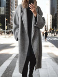 Women's Oversized Longline Coat Double-Breasted - Grey