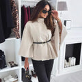 Hattie - Cosy High Neck Buttoned Cape - Khaki