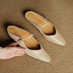 Women's Pointed Toe Mule Sandals with Ankle Strap - 5