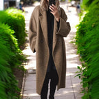 Women's Oversized Longline Coat Double-Breasted - Chestnut Brown