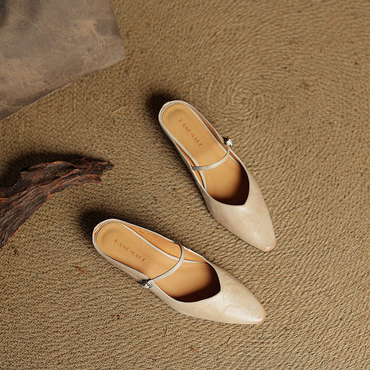 Women's Pointed Toe Mule Sandals with Ankle Strap - 6