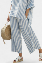 Women's Striped Top and Relaxed Trousers Co-ord Set - 3