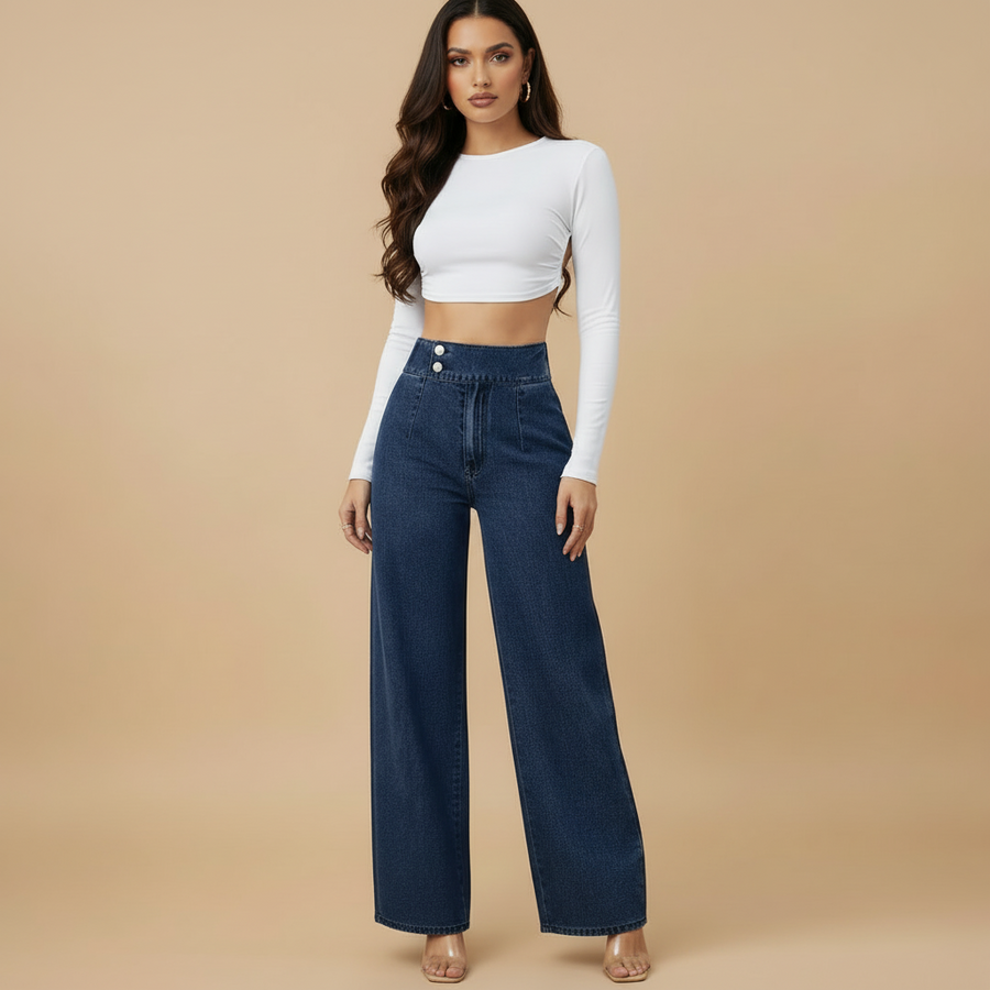 Women's Wide Leg Jeans High Rise with Full Length Silhouette