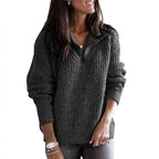 Women's Half-Zip Textured Jumper with Stand Collar - 11