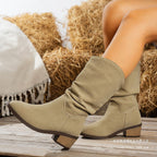 Women's Slouch Knee-High Boots with Block Heel - 4