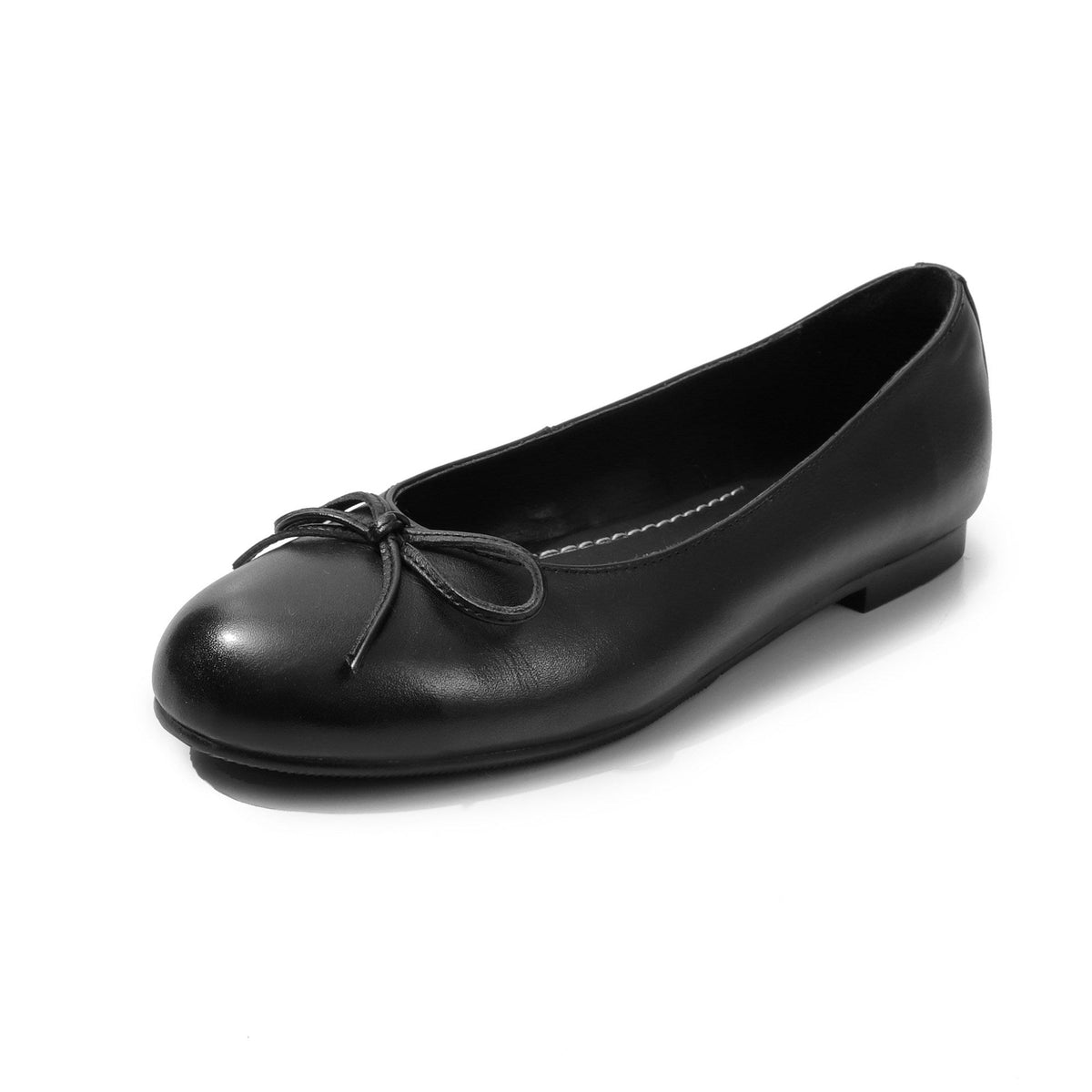 Women's Ballet Flats with Bow Detail Round Toe - Black