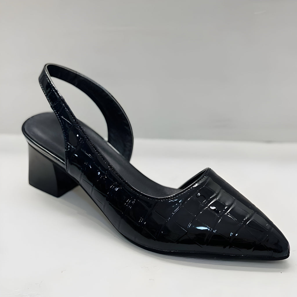 Women's Pointed Slingback Heels with Croc-Effect Finish - 5