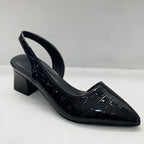 Women's Pointed Slingback Heels with Croc-Effect Finish - 5