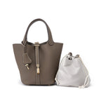 Women's Structured Bucket Bag with Twist-Lock Clasp - 16