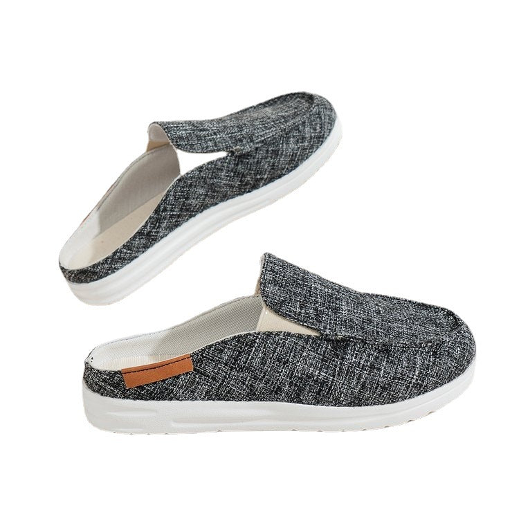 Women's Leopard Print Canvas Slip-On Mules with Cushioned Footbed - 6