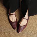 Women's Pointed Toe Mule Sandals with Ankle Strap - 10