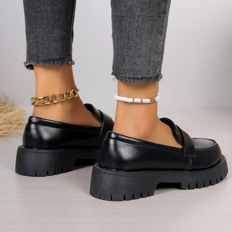 Women's Platform Loafers with Chunky Lug Sole - 5