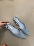 Women's Pointed Slingback Flats V-Cut Adjustable Strap - Blue