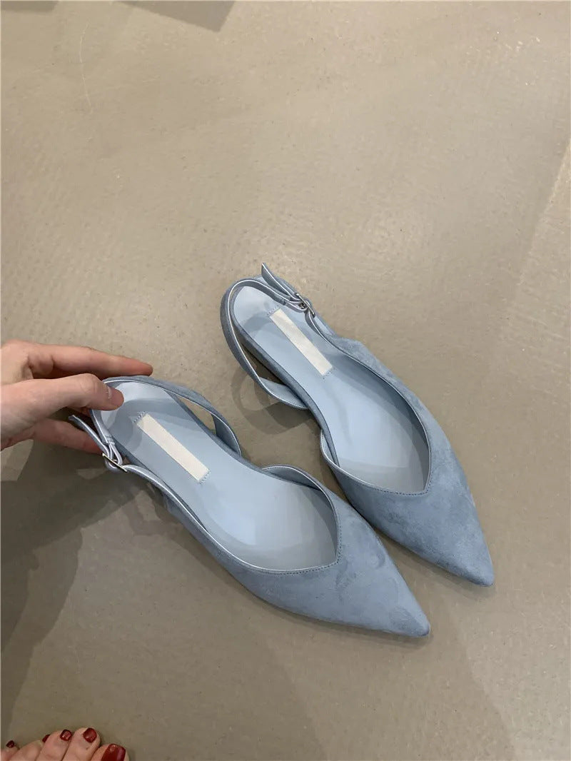 Women's Pointed Slingback Flats V-Cut Adjustable Strap - Blue