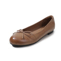 Women's Ballet Flats with Bow Detail Round Toe - Khaki