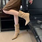 Women's Slouch Ankle Boots Pointed Toe Kitten Heel - 6