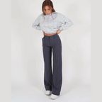 Women's High Waist Wide Leg Trousers with Tailored Finish - 2