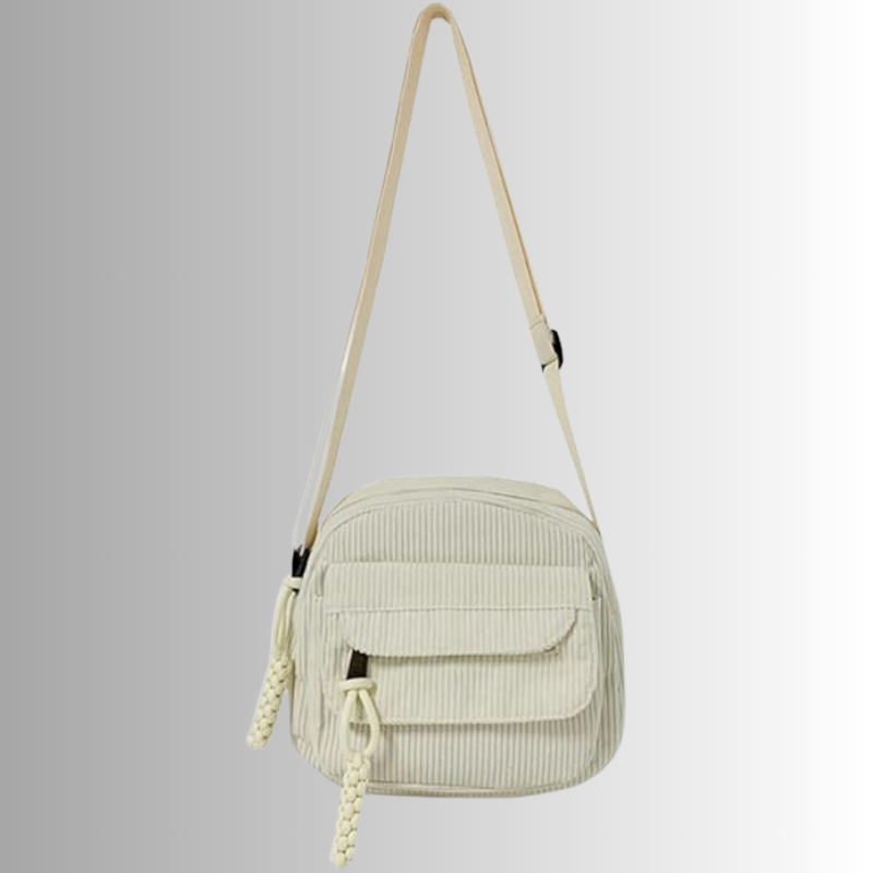 Mini Crossbody Bag with Adjustable Strap and Multiple Pockets - White