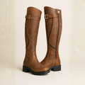 Women's Tall Boots with Buckle Detail - Brown