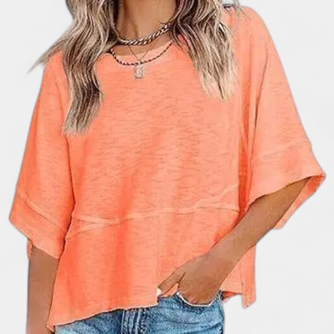 Women's Casual Batwing Sleeve Blouse - Orange