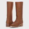 Women's Knee-High Boots with Non-Slip Sole - Brown